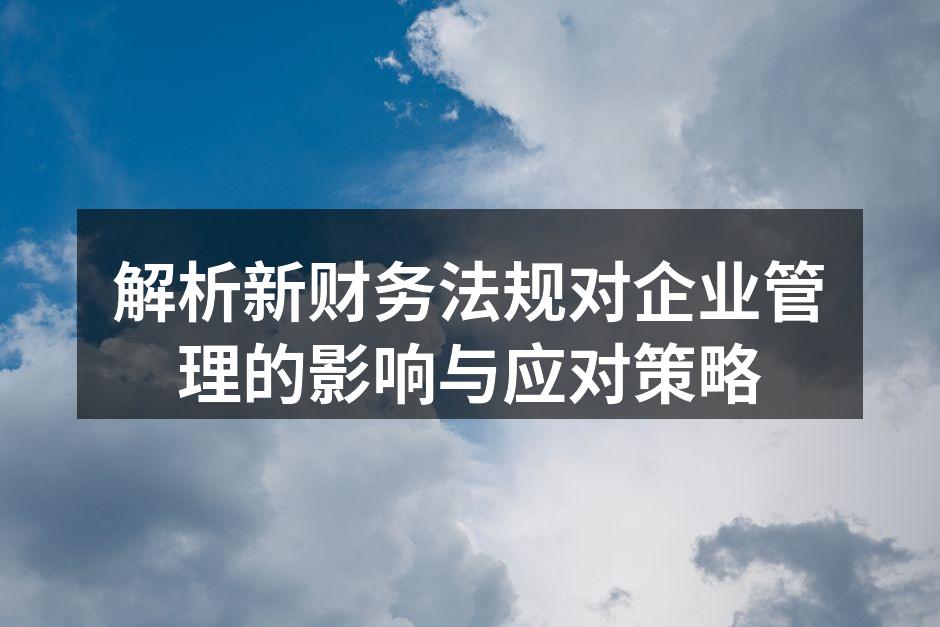 解析新财务法规对企业管理的影响与应对策略